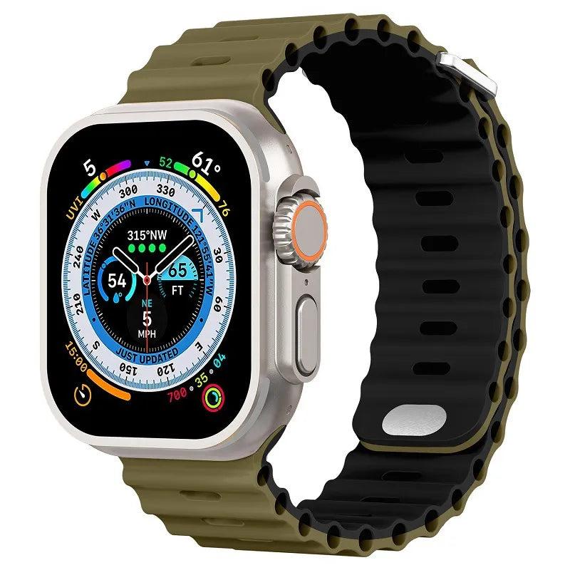 Premium Apple Watch Band Ocean Silicone Sport Strap Adjustable Secure Fit Soft Durable Wristband Comfortable Sweat Resistant Everyday Wear Design