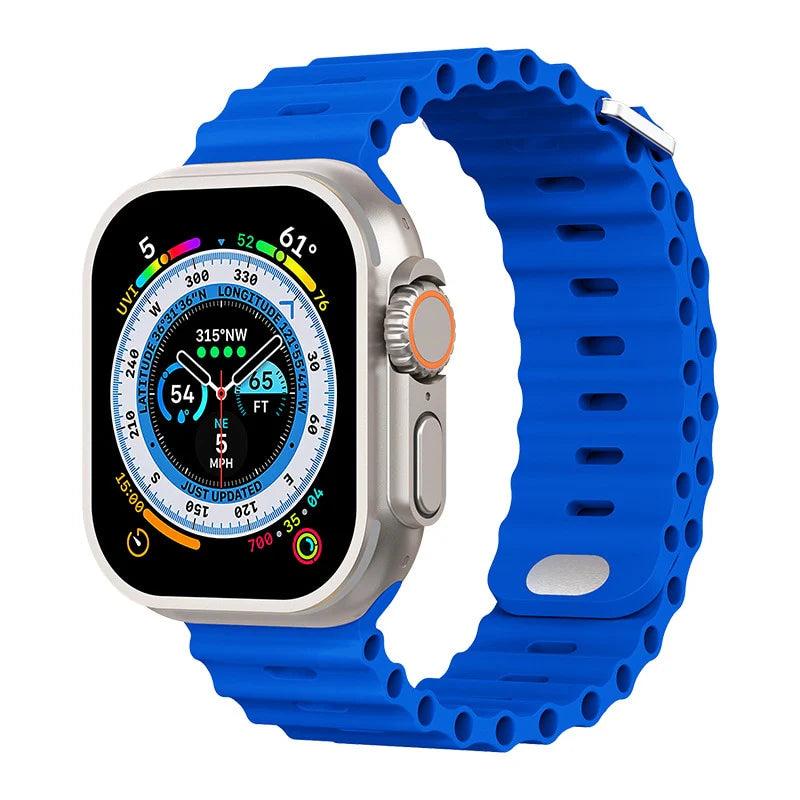 Premium Apple Watch Band Ocean Silicone Sport Strap Adjustable Secure Fit Soft Durable Wristband Comfortable Sweat Resistant Everyday Wear Design