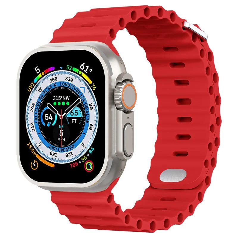 Premium Apple Watch Band Ocean Silicone Sport Strap Adjustable Secure Fit Soft Durable Wristband Comfortable Sweat Resistant Everyday Wear Design