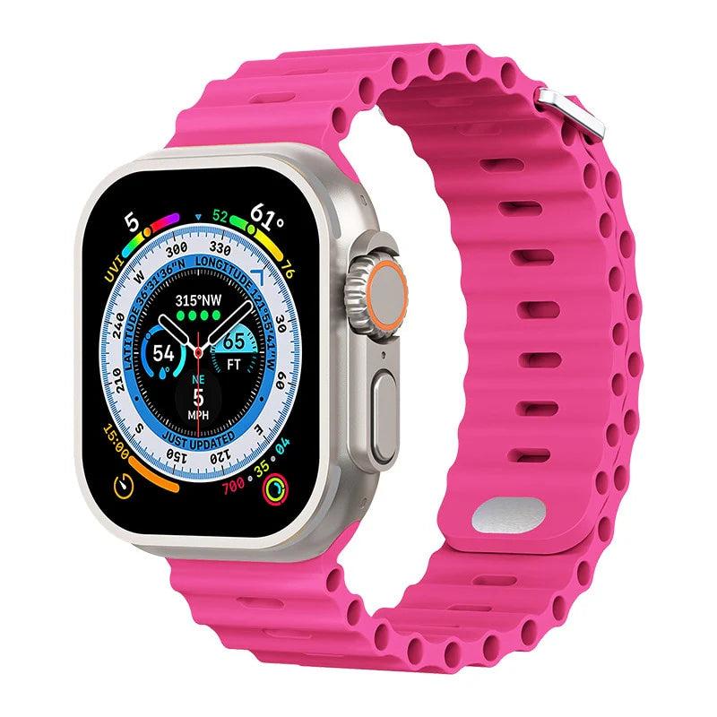 Premium Apple Watch Band Ocean Silicone Sport Strap Adjustable Secure Fit Soft Durable Wristband Comfortable Sweat Resistant Everyday Wear Design
