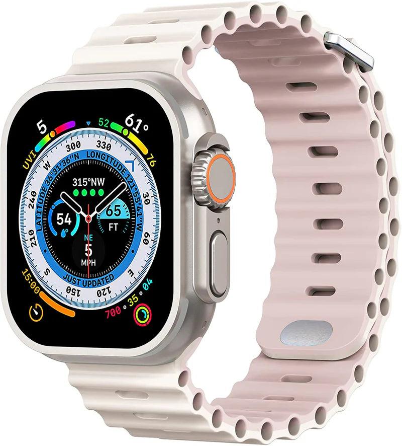 Premium Apple Watch Band Ocean Silicone Sport Strap Adjustable Secure Fit Soft Durable Wristband Comfortable Sweat Resistant Everyday Wear Design
