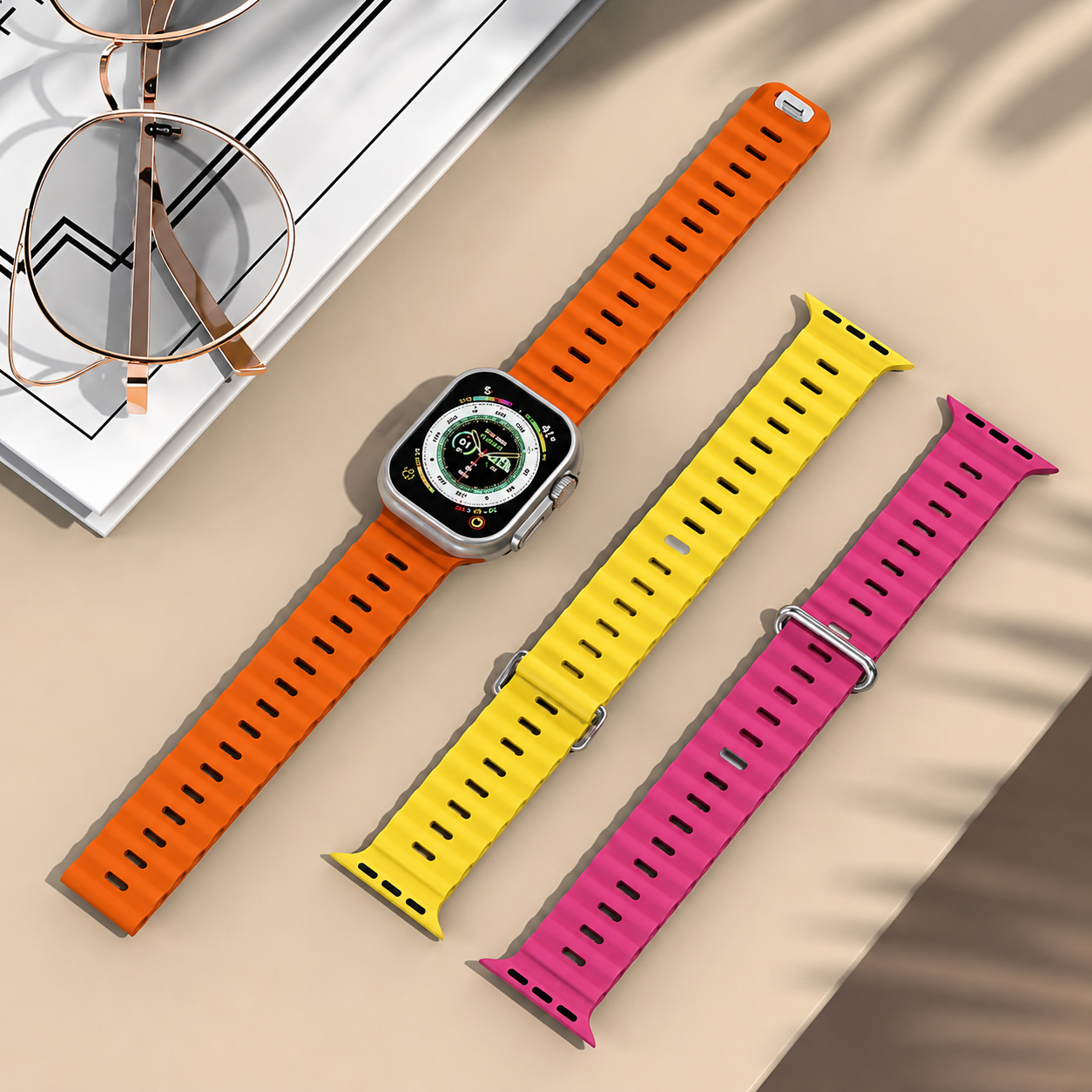 Premium Apple Watch Band Ocean Silicone Sport Strap Adjustable Secure Fit Soft Durable Wristband Comfortable Sweat Resistant Everyday Wear Design