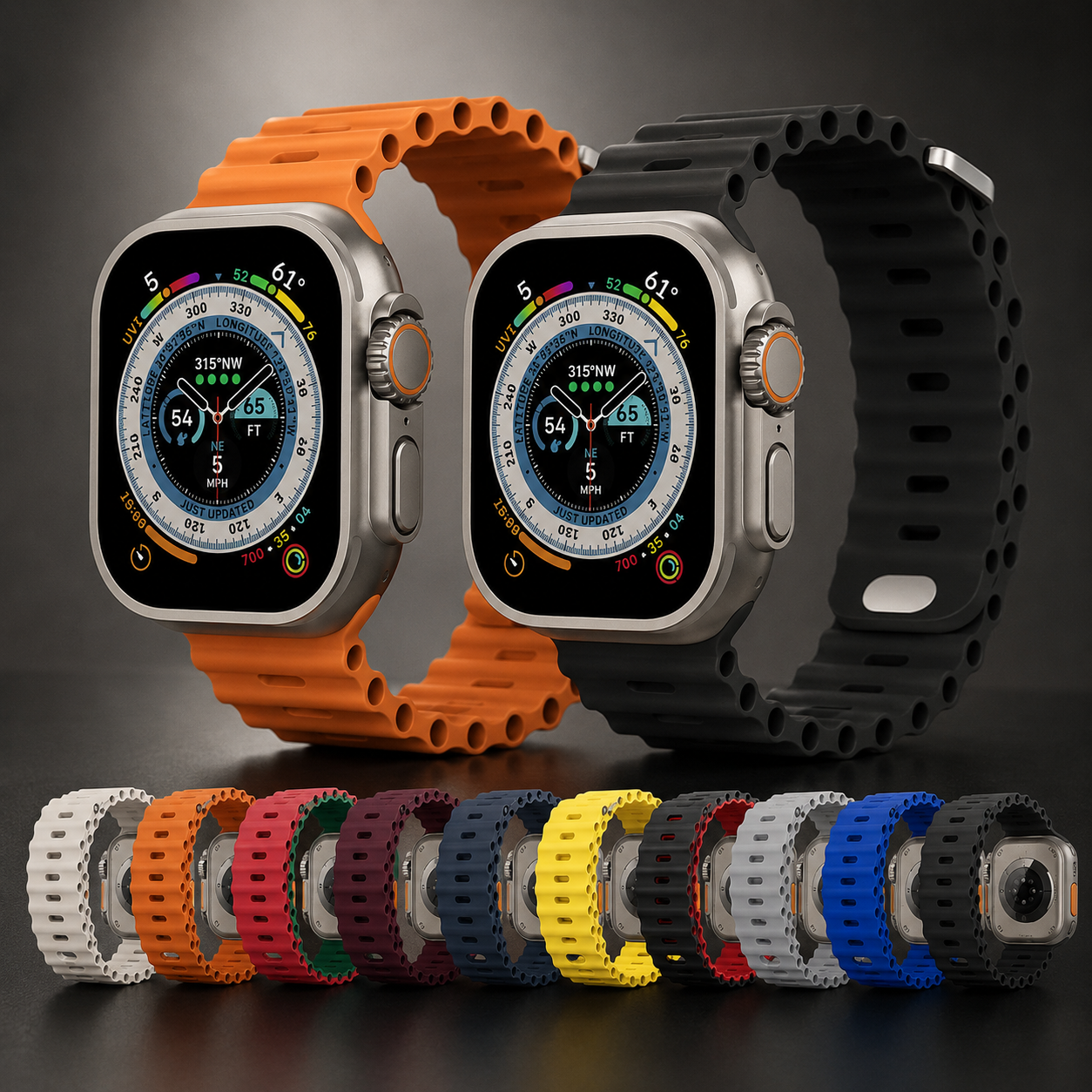 Premium Apple Watch Band Ocean Silicone Sport Strap Adjustable Secure Fit Soft Durable Wristband Comfortable Sweat Resistant Everyday Wear Design