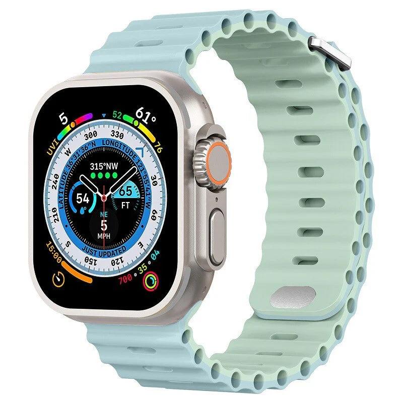 Premium Apple Watch Band Ocean Silicone Sport Strap Adjustable Secure Fit Soft Durable Wristband Comfortable Sweat Resistant Everyday Wear Design