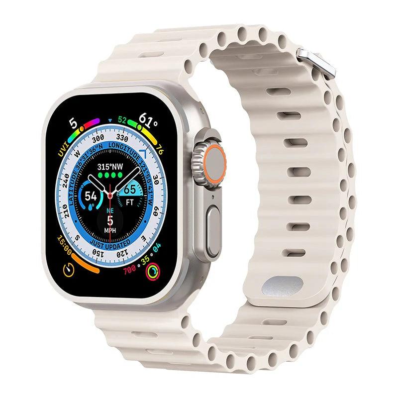 Premium Apple Watch Band Ocean Silicone Sport Strap Adjustable Secure Fit Soft Durable Wristband Comfortable Sweat Resistant Everyday Wear Design
