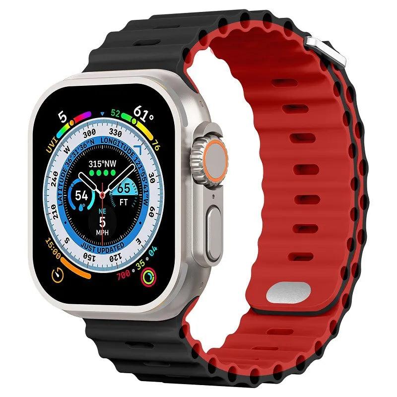 Premium Apple Watch Band Ocean Silicone Sport Strap Adjustable Secure Fit Soft Durable Wristband Comfortable Sweat Resistant Everyday Wear Design