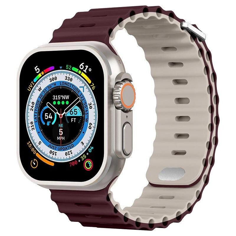 Premium Apple Watch Band Ocean Silicone Sport Strap Adjustable Secure Fit Soft Durable Wristband Comfortable Sweat Resistant Everyday Wear Design