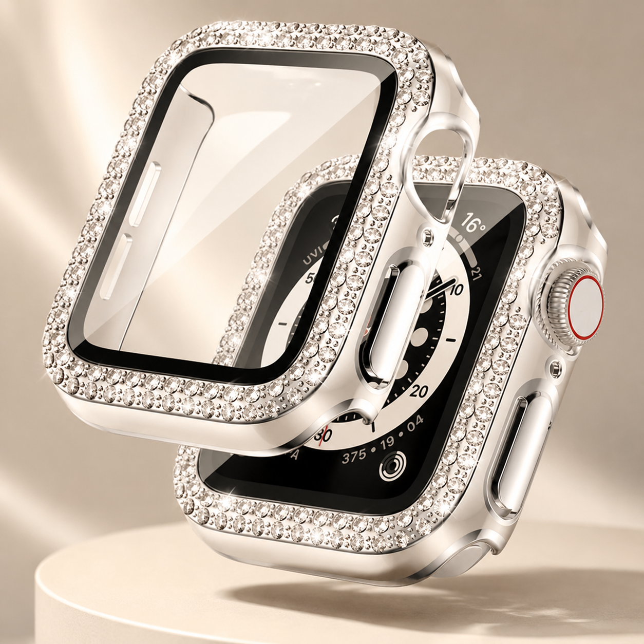 Premium Apple Watch Case Bling Rhinestone Protective Cover Glass Screen Guard Shockproof Luxury Design Slim Frame Scratch Resistant Full Coverage