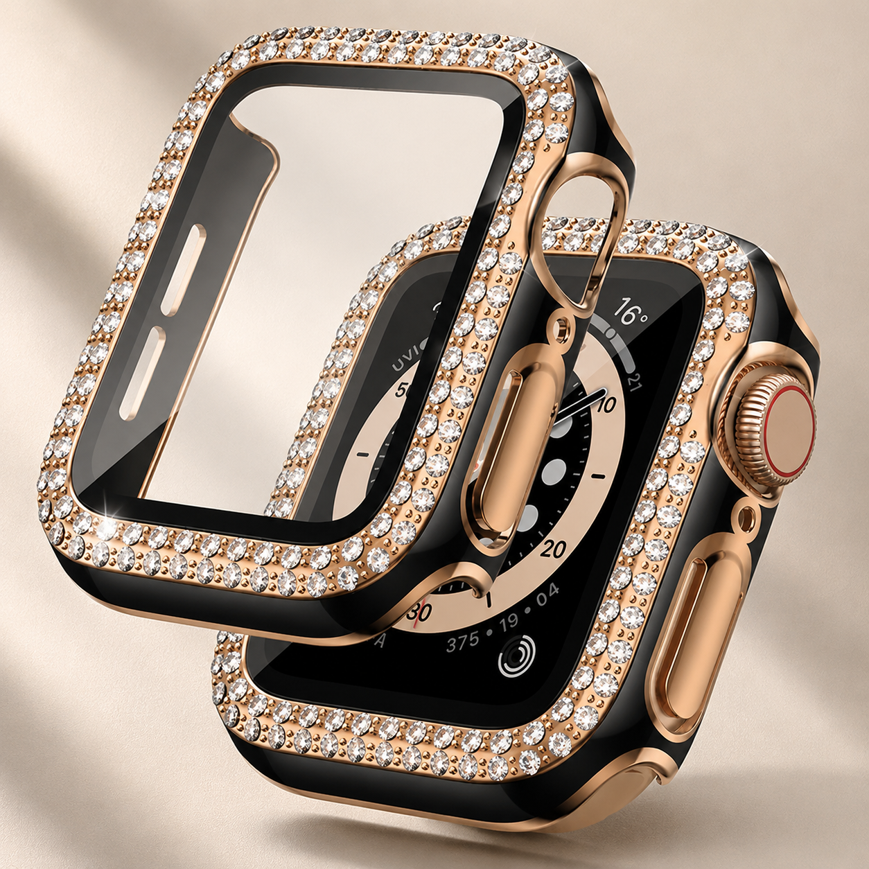 Premium Apple Watch Case Bling Rhinestone Protective Cover Glass Screen Guard Shockproof Luxury Design Slim Frame Scratch Resistant Full Coverage