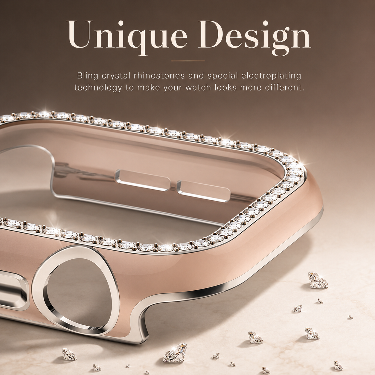 Premium Apple Watch Case Bling Rhinestone Protective Cover Glass Screen Guard Shockproof Luxury Design Slim Frame Scratch Resistant Full Coverage