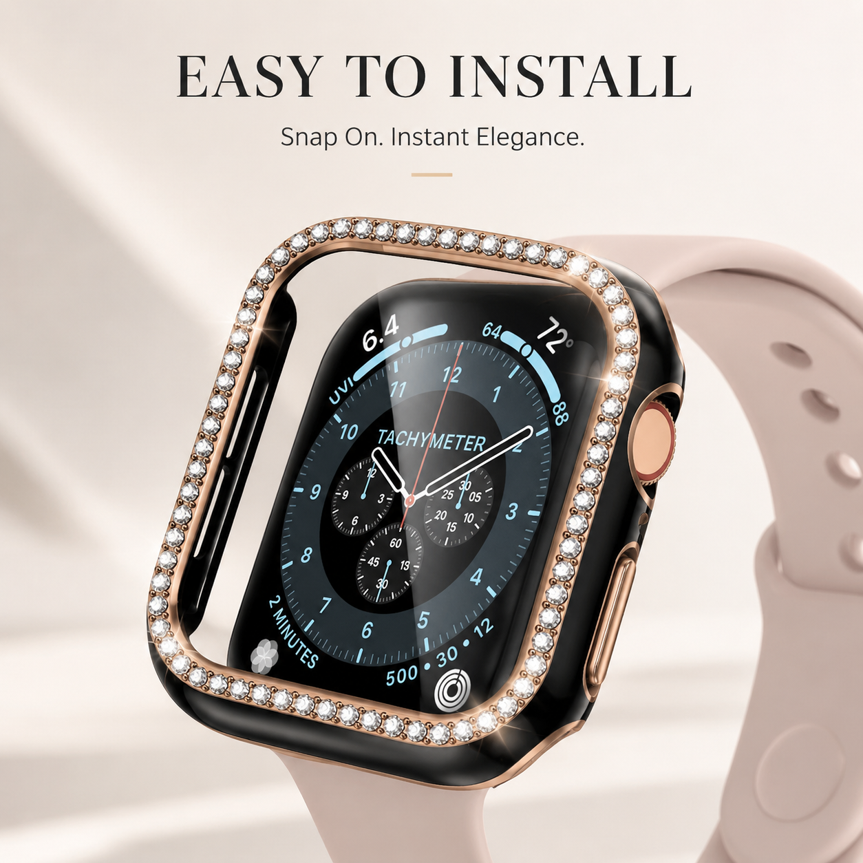 Premium Apple Watch Case Bling Rhinestone Protective Cover Glass Screen Guard Shockproof Luxury Design Slim Frame Scratch Resistant Full Coverage