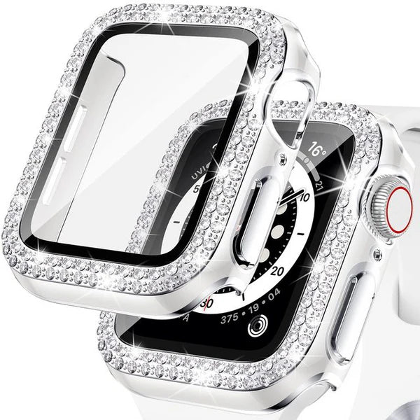 Premium Apple Watch Case Bling Rhinestone Protective Cover Glass Screen Guard Shockproof Luxury Design Slim Frame Scratch Resistant Full Coverage