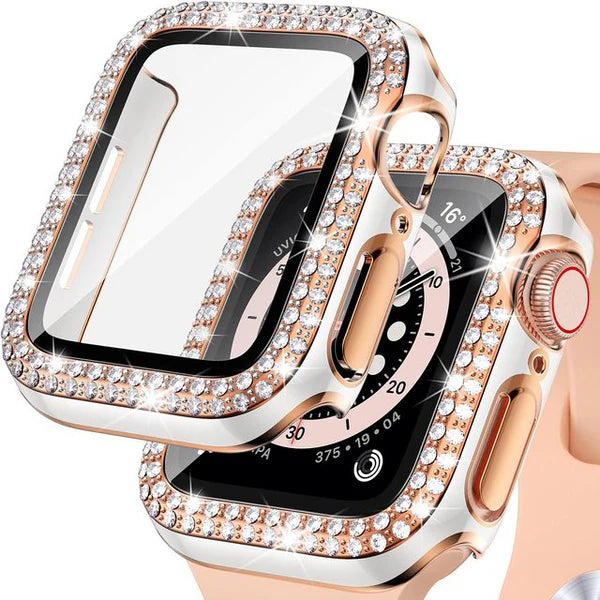 Premium Apple Watch Case Bling Rhinestone Protective Cover Glass Screen Guard Shockproof Luxury Design Slim Frame Scratch Resistant Full Coverage