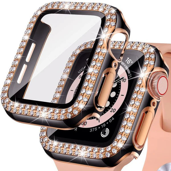 Premium Apple Watch Case Bling Rhinestone Protective Cover Glass Screen Guard Shockproof Luxury Design Slim Frame Scratch Resistant Full Coverage
