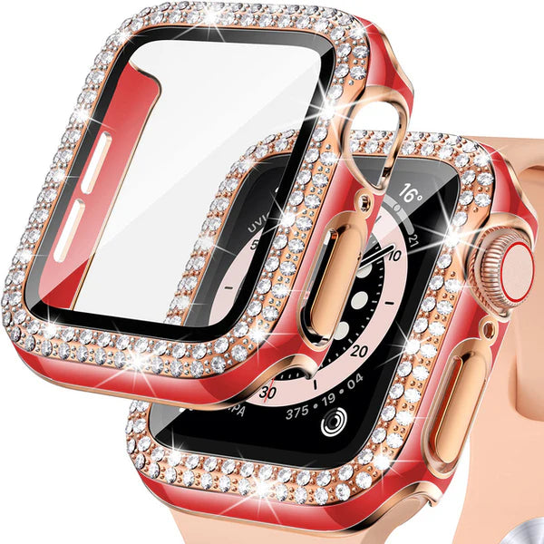 Premium Apple Watch Case Bling Rhinestone Protective Cover Glass Screen Guard Shockproof Luxury Design Slim Frame Scratch Resistant Full Coverage