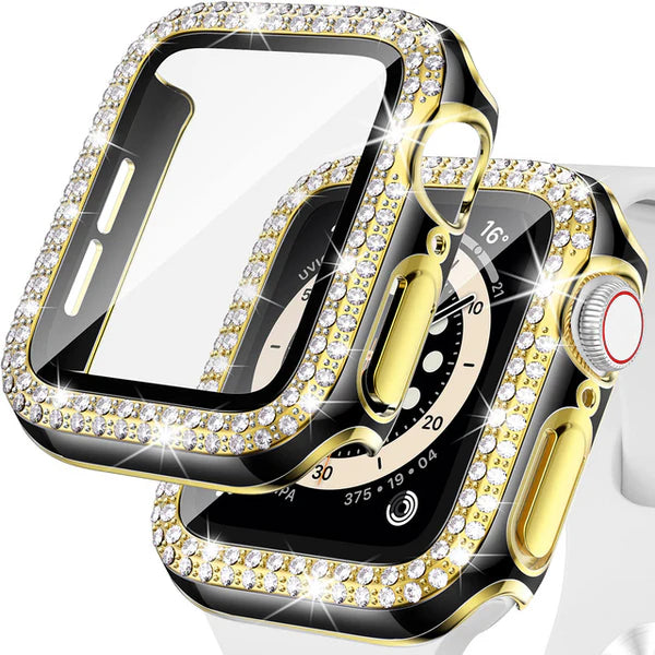 Premium Apple Watch Case Bling Rhinestone Protective Cover Glass Screen Guard Shockproof Luxury Design Slim Frame Scratch Resistant Full Coverage