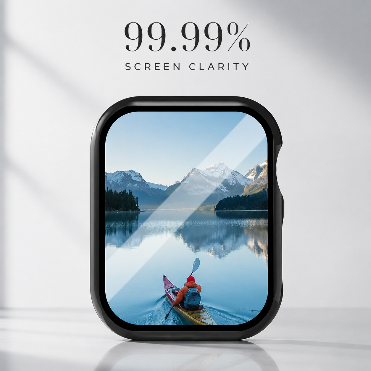 Premium Apple Watch Case Tempered Glass Screen Protector PC Bumper Shockproof Clear Protective Cover Transparent Full Body Anti Scratch Design