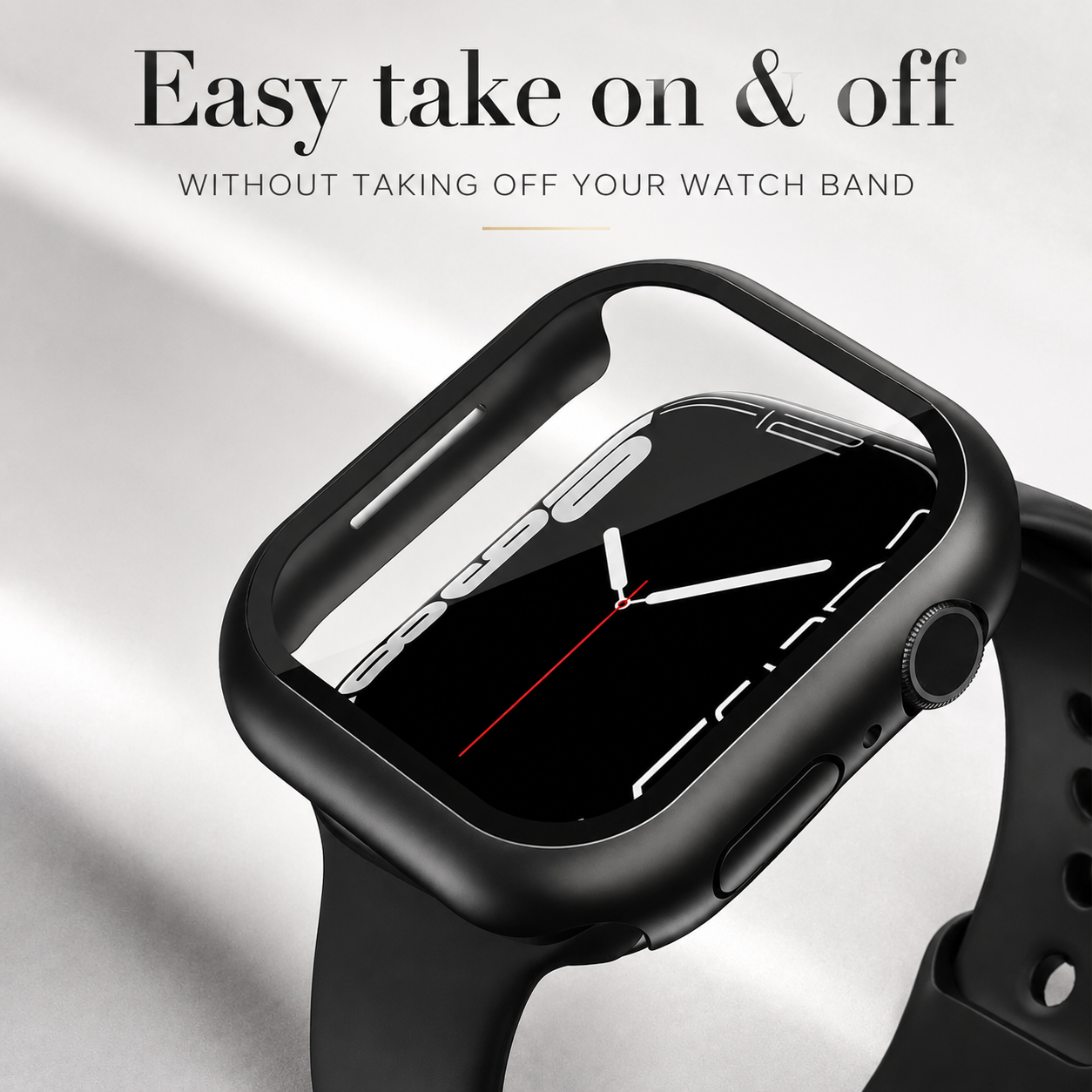 Premium Apple Watch Case Tempered Glass Screen Protector PC Bumper Shockproof Clear Protective Cover Transparent Full Body Anti Scratch Design