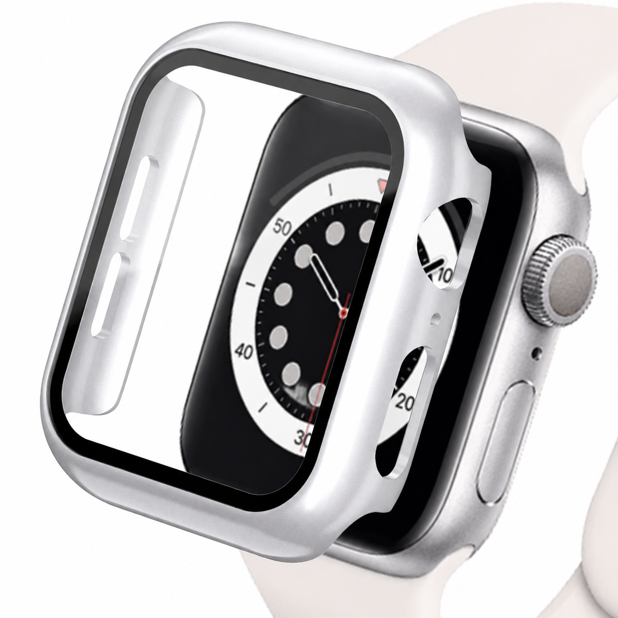 Premium Apple Watch Case Tempered Glass Screen Protector PC Bumper Shockproof Clear Protective Cover Transparent Full Body Anti Scratch Design