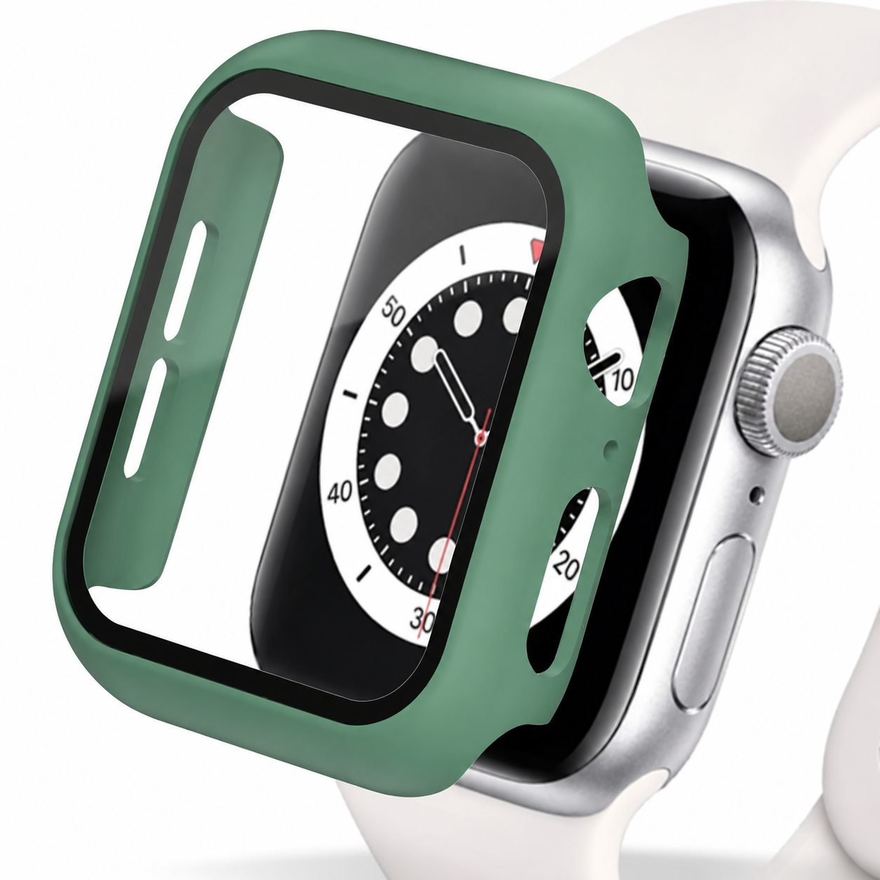 Premium Apple Watch Case Tempered Glass Screen Protector PC Bumper Shockproof Clear Protective Cover Transparent Full Body Anti Scratch Design