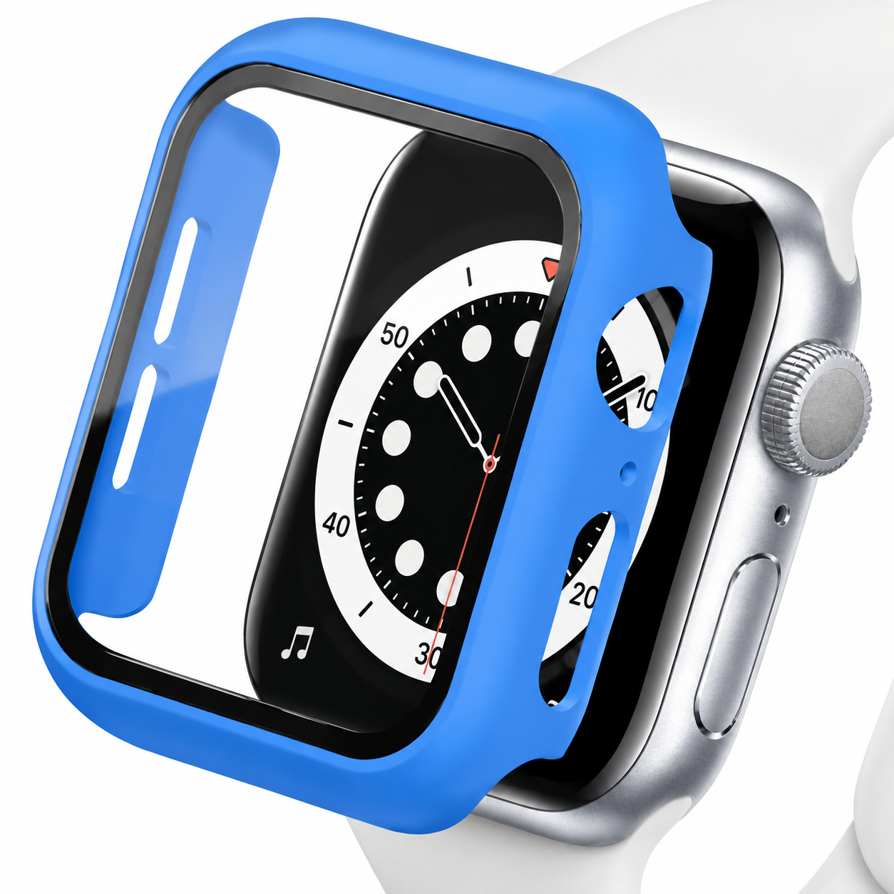 Premium Apple Watch Case Tempered Glass Screen Protector PC Bumper Shockproof Clear Protective Cover Transparent Full Body Anti Scratch Design