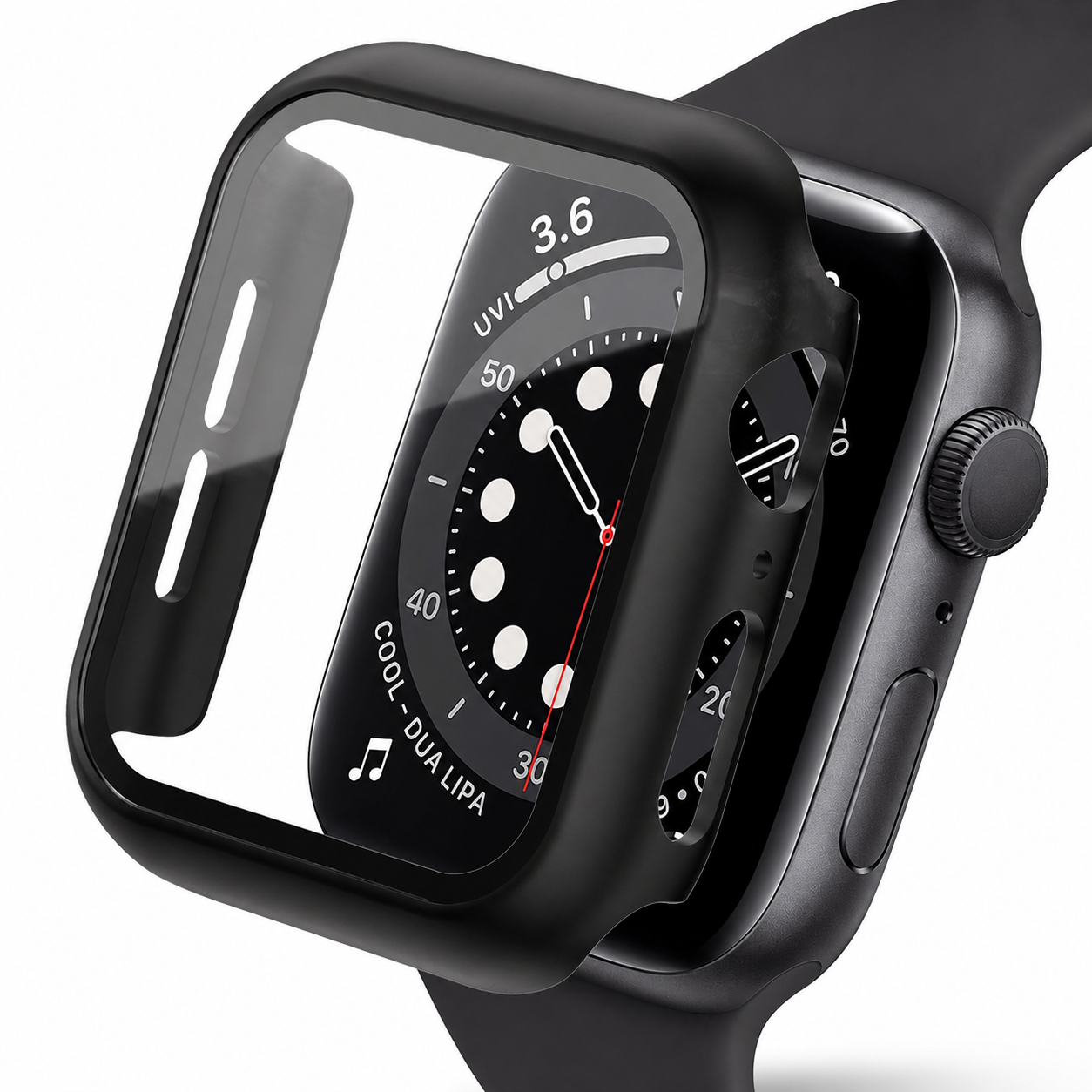 Premium Apple Watch Case Tempered Glass Screen Protector PC Bumper Shockproof Clear Protective Cover Transparent Full Body Anti Scratch Design