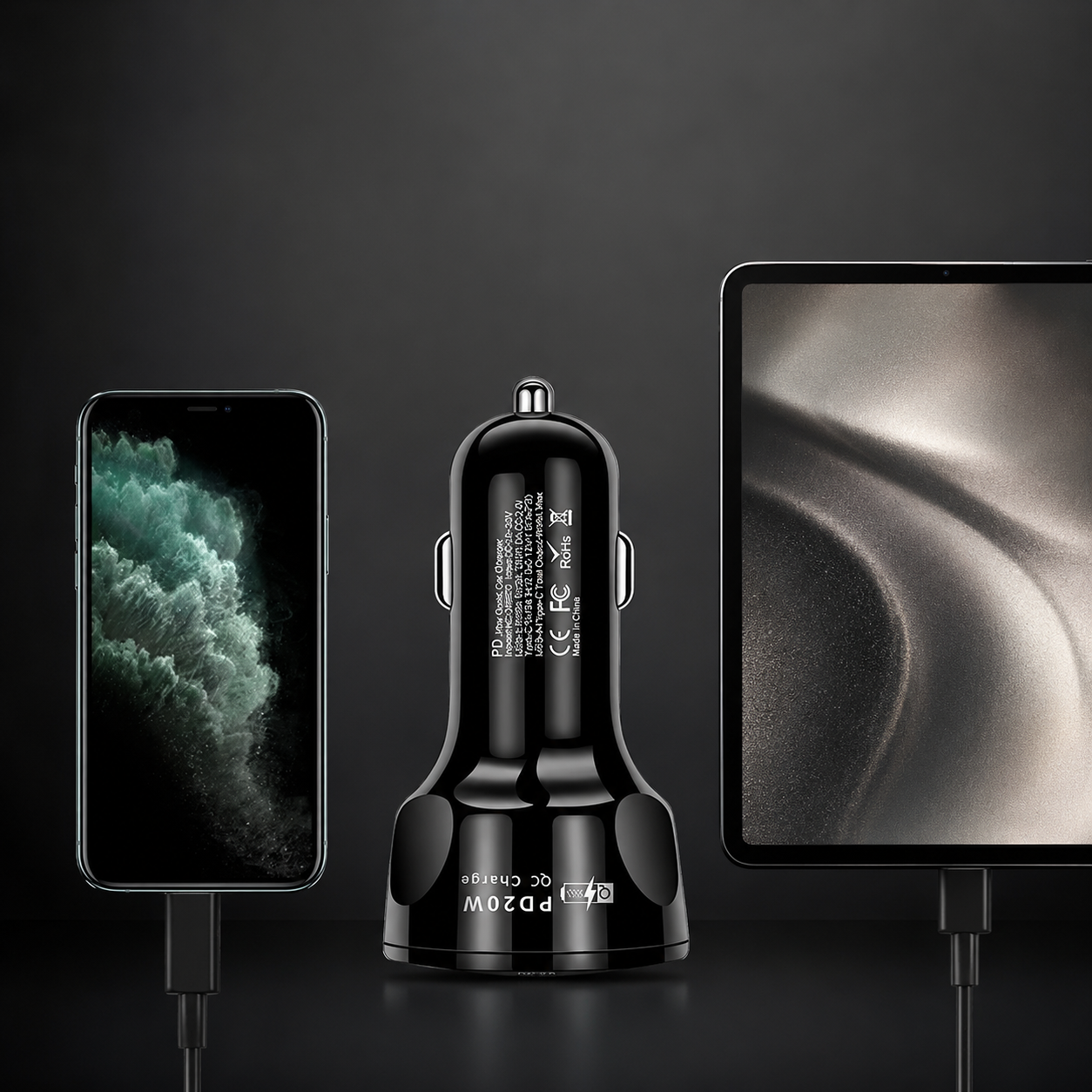 Premium Car Charger USB C Multi Port Fast Charging Adapter 12V Socket Smartphone Compatible High Speed Charging Power Distribution Hub Travel Accessory