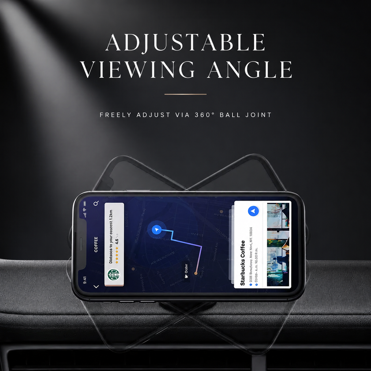 Premium Car Phone Mount Magnetic 360 Rotation Dashboard Holder Secure Grip GPS Stand Adjustable Smartphone Magnetic Vent Compatible Stable Design