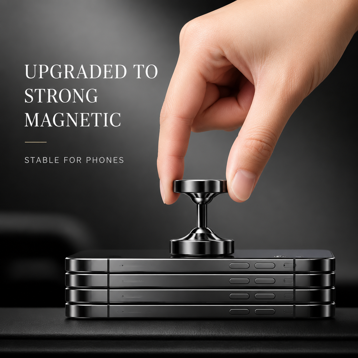 Premium Car Phone Mount Magnetic 360 Rotation Dashboard Holder Secure Grip GPS Stand Adjustable Smartphone Magnetic Vent Compatible Stable Design
