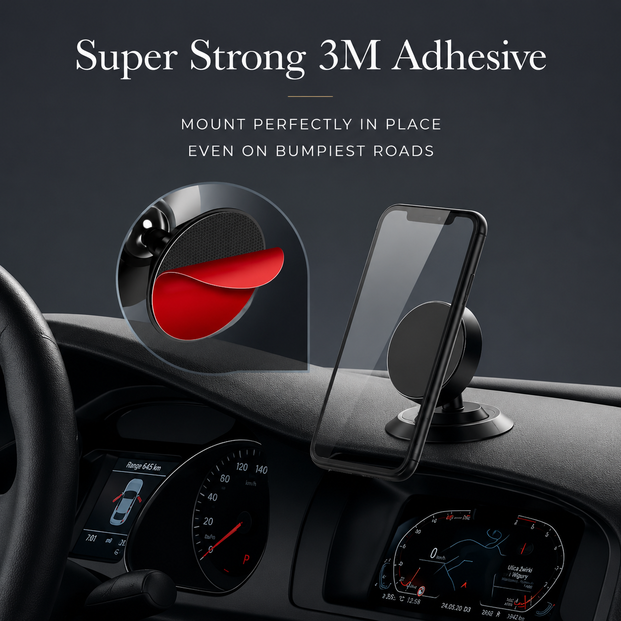 Premium Car Phone Mount Magnetic 360 Rotation Dashboard Holder Secure Grip GPS Stand Adjustable Smartphone Magnetic Vent Compatible Stable Design