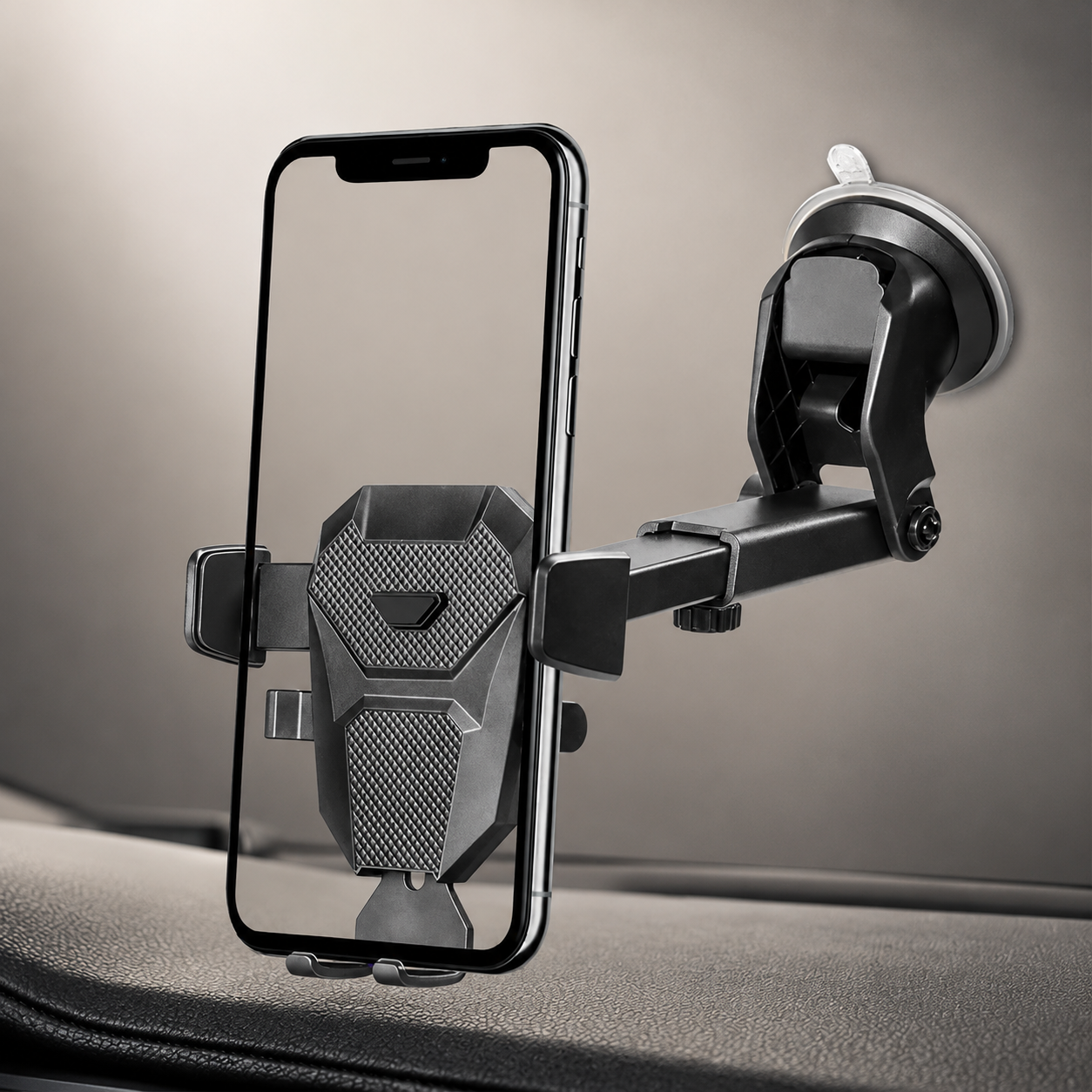 Premium Car Phone Mount Suction Cup 360 Rotation Dashboard Windshield Holder Secure Grip Adjustable Phone Stand Navigation Compatible Universal