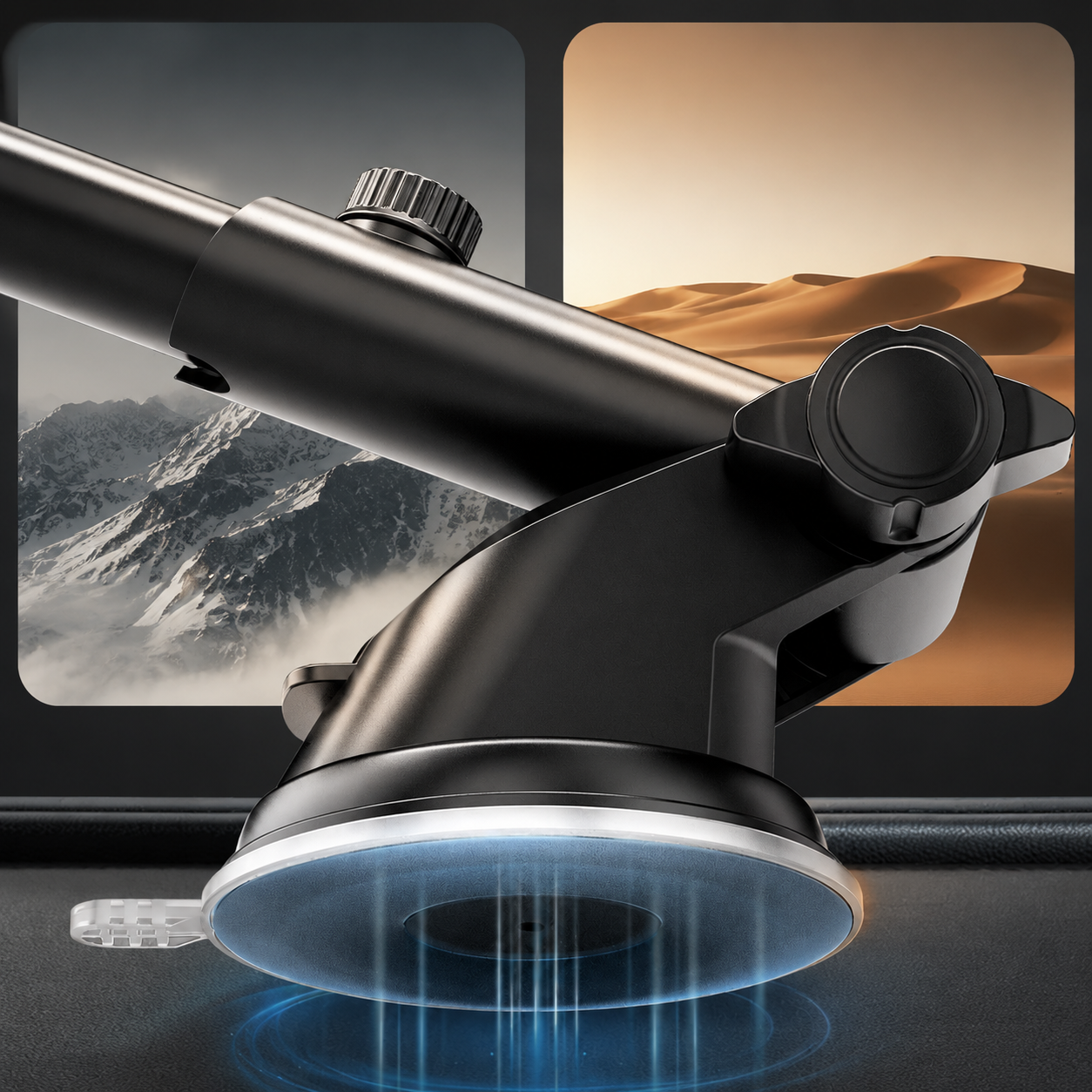 Premium Car Phone Mount Suction Cup 360 Rotation Dashboard Windshield Holder Secure Grip Adjustable Phone Stand Navigation Compatible Universal