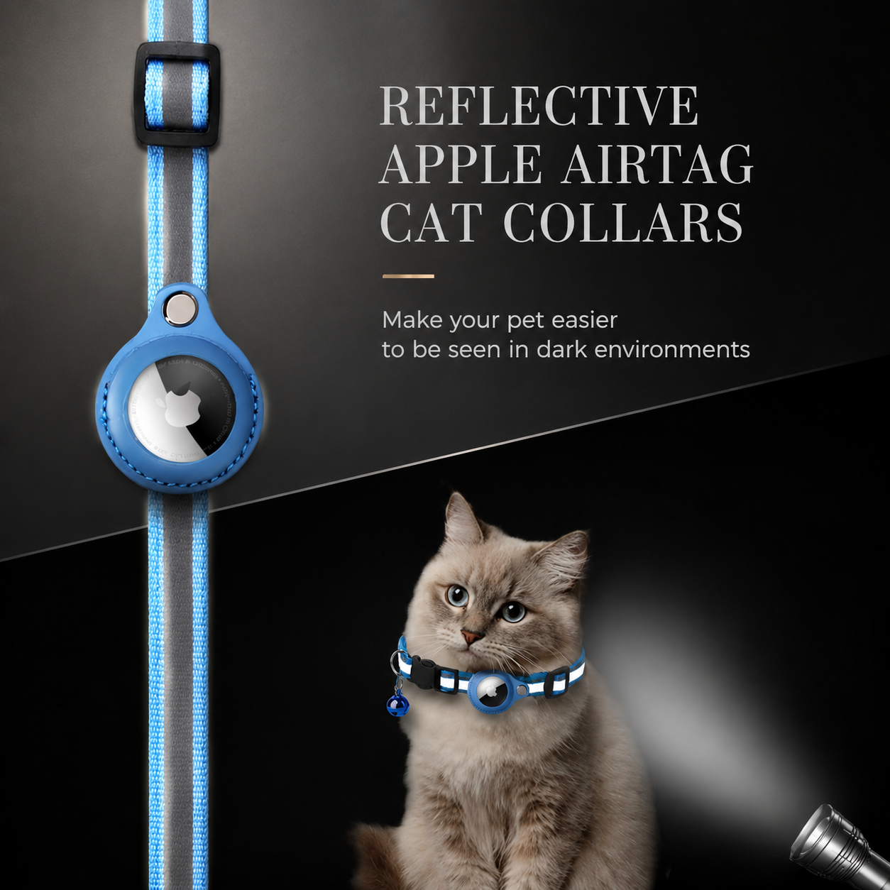 Premium Cat Collar AirTag Holder Reflective Adjustable Detachable Bell Pet Tracker Secure Fit Lightweight Safety Accessory Design Outdoor Travel