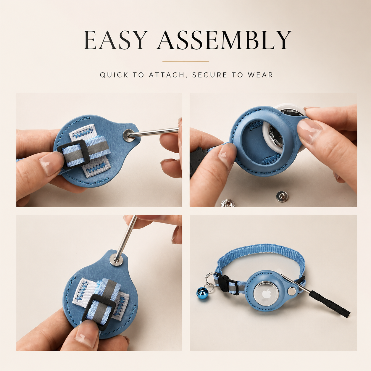Premium Cat Collar AirTag Holder Reflective Adjustable Detachable Bell Pet Tracker Secure Fit Lightweight Safety Accessory Design Outdoor Travel