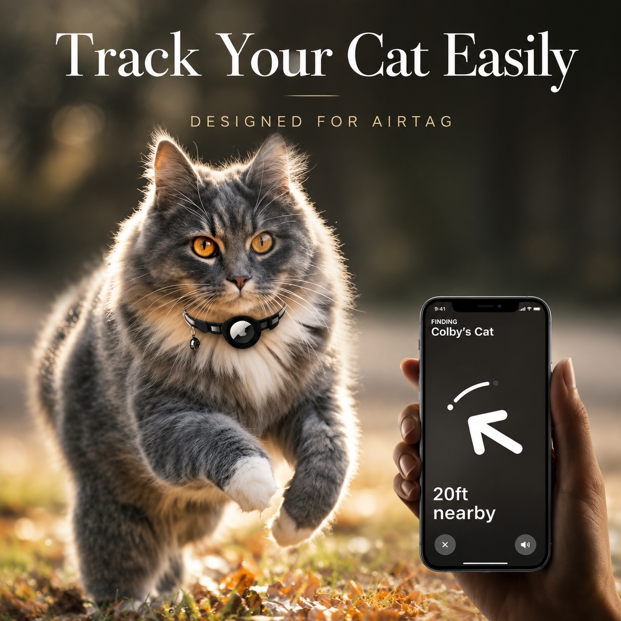 Premium Cat Collar AirTag Holder Reflective Adjustable Detachable Bell Pet Tracker Secure Fit Lightweight Safety Accessory Design Outdoor Travel