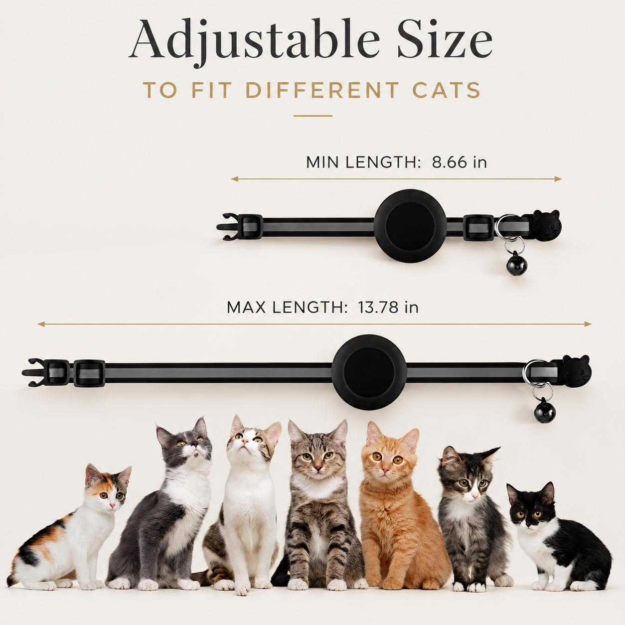 Premium Cat Collar AirTag Holder Reflective Adjustable Detachable Bell Pet Tracker Secure Fit Lightweight Safety Accessory Design Outdoor Travel