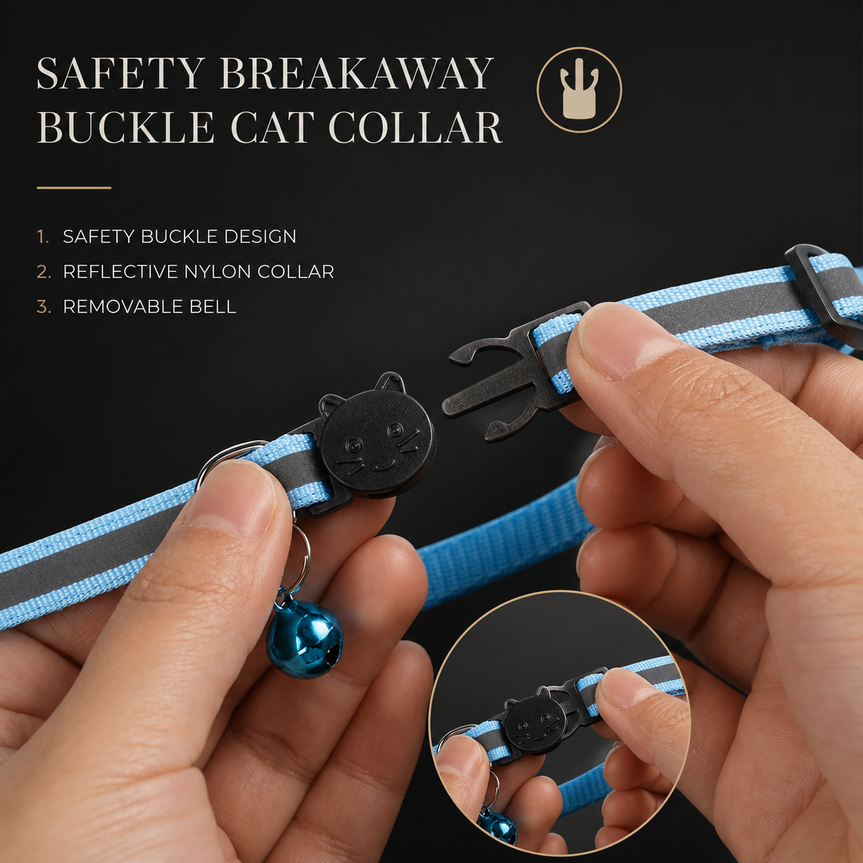 Premium Cat Collar AirTag Holder Reflective Adjustable Detachable Bell Pet Tracker Secure Fit Lightweight Safety Accessory Design Outdoor Travel