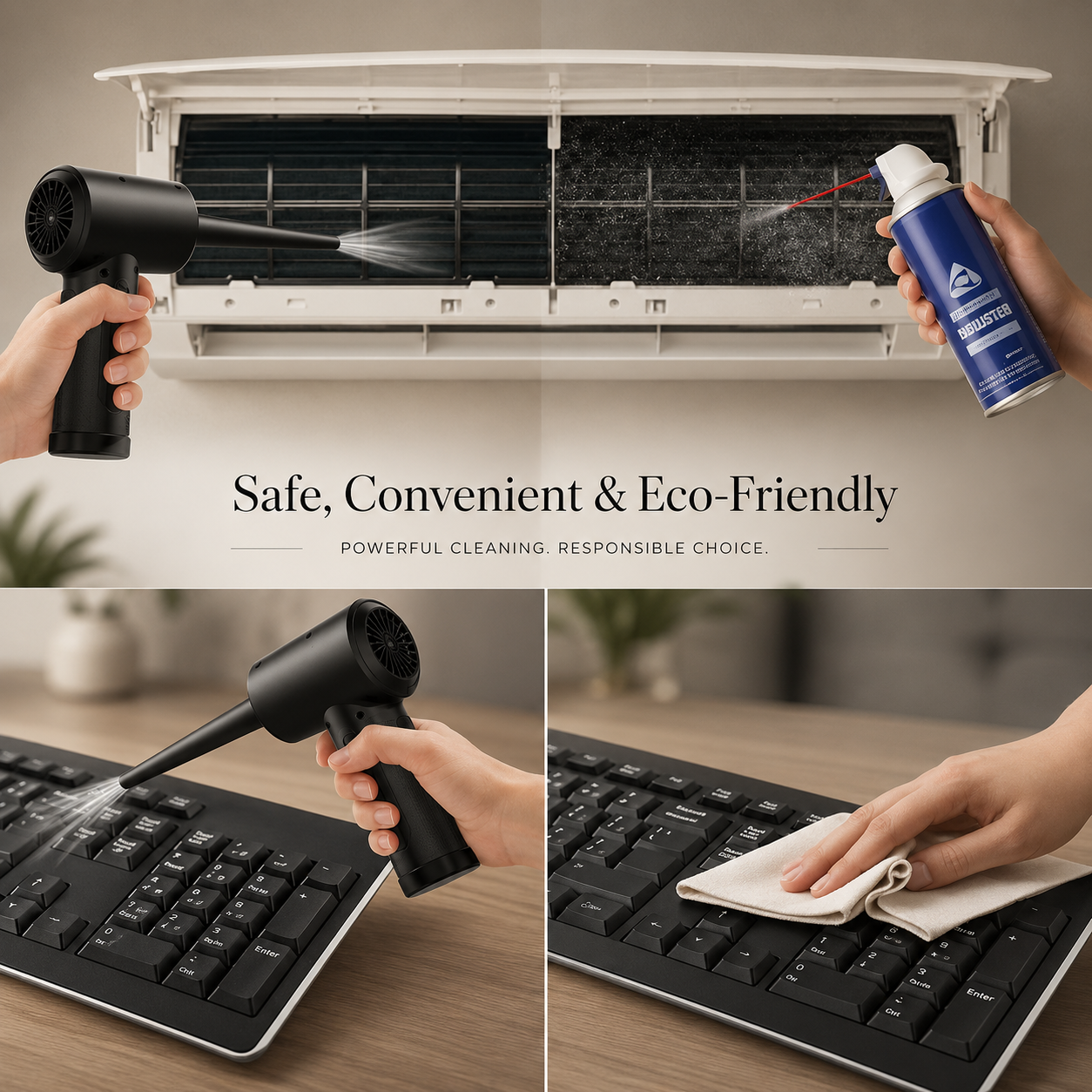 Premium Electric Air Duster Cordless Compressed Air Blower LED Light Keyboard Cleaner Reusable Cleaning Tool Portable Electronics Maintenance Accessory