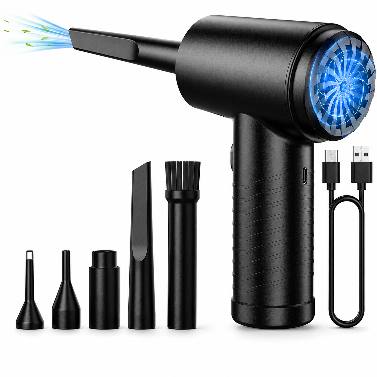 Premium Electric Air Duster Cordless Compressed Air Blower LED Light Keyboard Cleaner Reusable Cleaning Tool Portable Electronics Maintenance Accessory