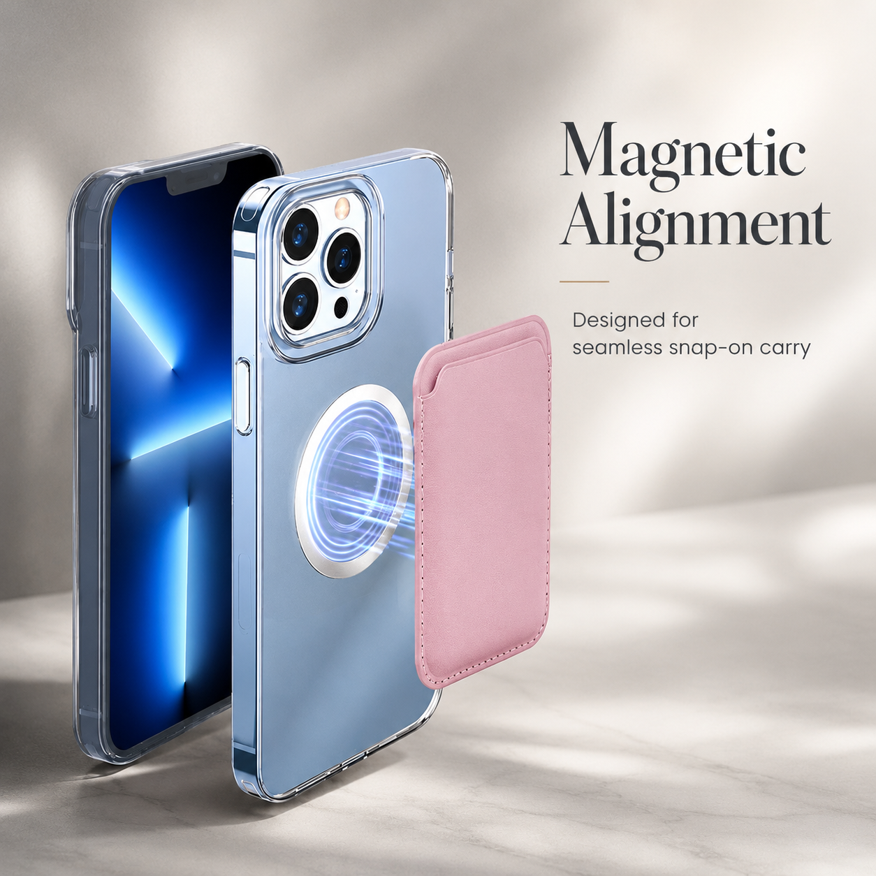 Premium MagSafe Wallet Magnetic Card Holder Leather Case Slim Detachable Phone Wallet Secure Card Storage RFID Compatible Minimal Travel Design
