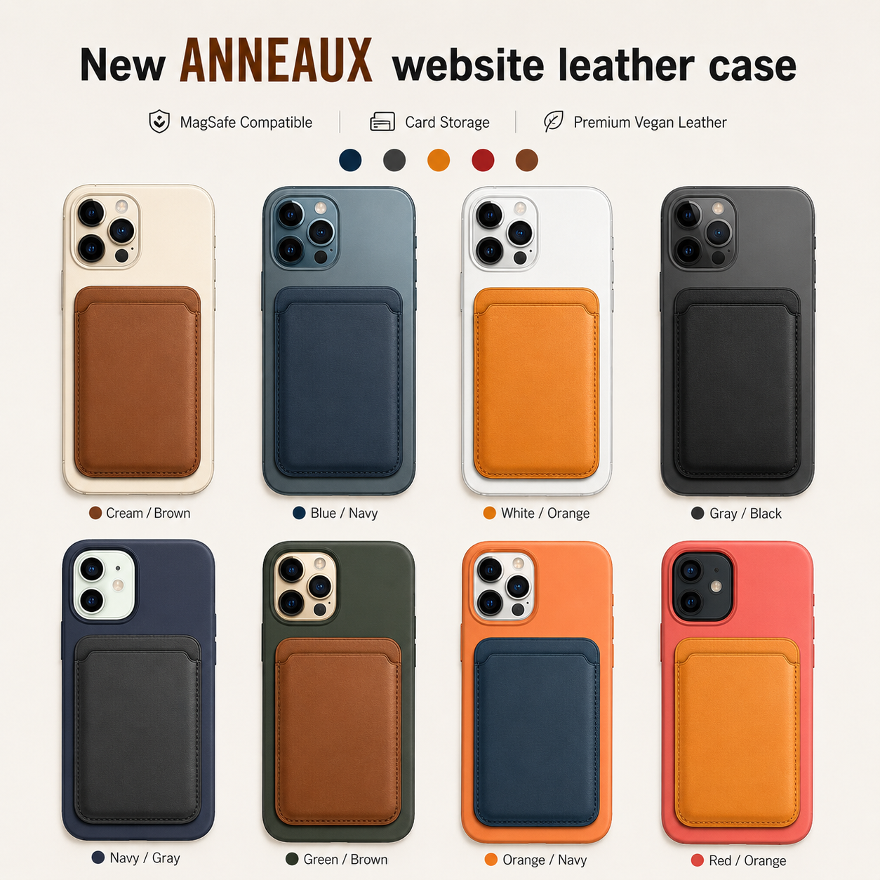 Premium MagSafe Wallet Magnetic Card Holder Leather Case Slim Detachable Phone Wallet Secure Card Storage RFID Compatible Minimal Travel Design