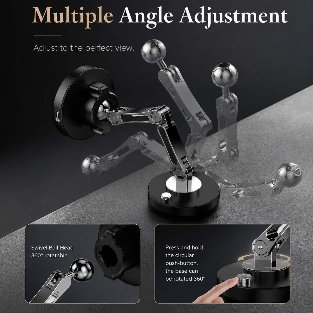 Premium Magnetic Car Charger Stand 15W Wireless Charging Mount 360 Rotation Foldable Metal Holder Fast Power Delivery Secure Dashboard Design