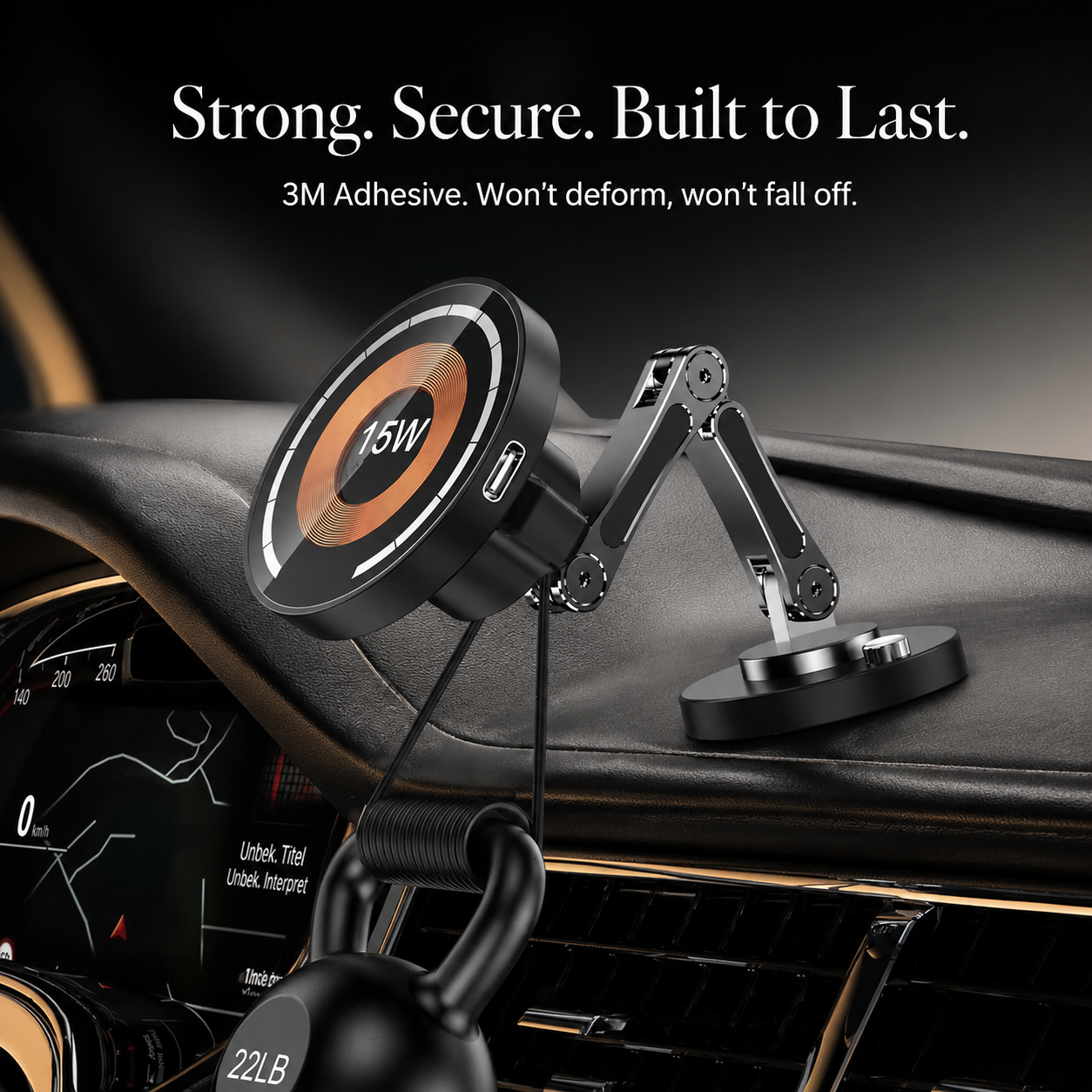 Premium Magnetic Car Charger Stand 15W Wireless Charging Mount 360 Rotation Foldable Metal Holder Fast Power Delivery Secure Dashboard Design