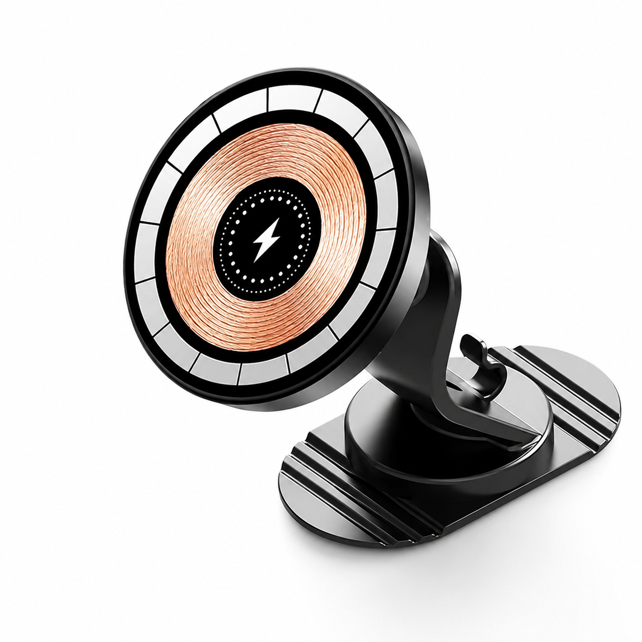 Premium Magnetic Car Charger Stand 15W Wireless Charging Mount 360 Rotation Foldable Metal Holder Fast Power Delivery Secure Dashboard Design