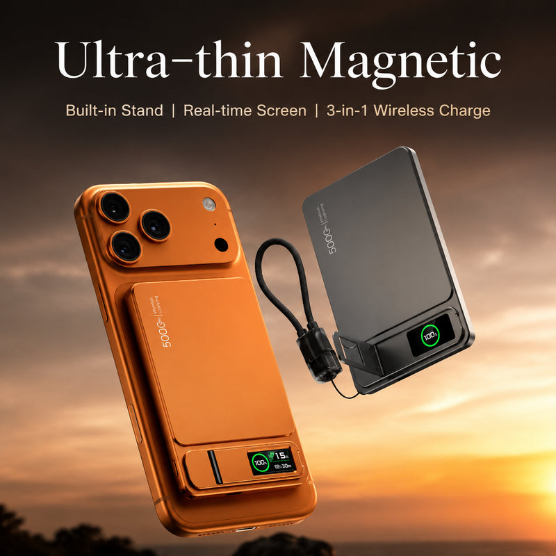 Premium Magnetic Wireless Power Bank 10000mAh Portable Charger 20W Fast Charging MagSafe Compatible Digital Display Phone Stand Travel Battery Pack