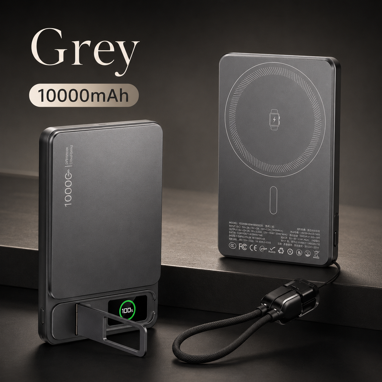 Premium Magnetic Wireless Power Bank 10000mAh Portable Charger 20W Fast Charging MagSafe Compatible Digital Display Phone Stand Travel Battery Pack