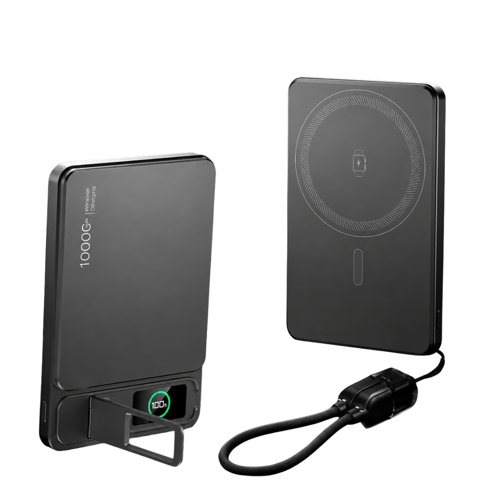 Premium Magnetic Wireless Power Bank 10000mAh Portable Charger 20W Fast Charging MagSafe Compatible Digital Display Phone Stand Travel Battery Pack