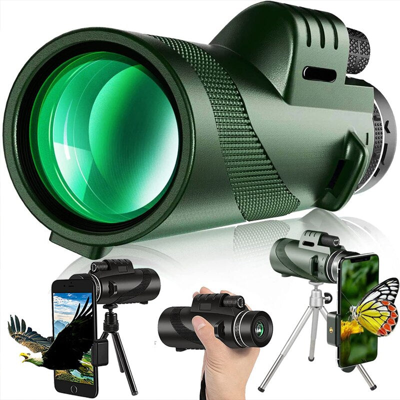 Premium Monocular Telescope HD Zoom Portable Folding Long Range Viewing Smartphone Compatible Compact Travel Scope Outdoor Observation Device