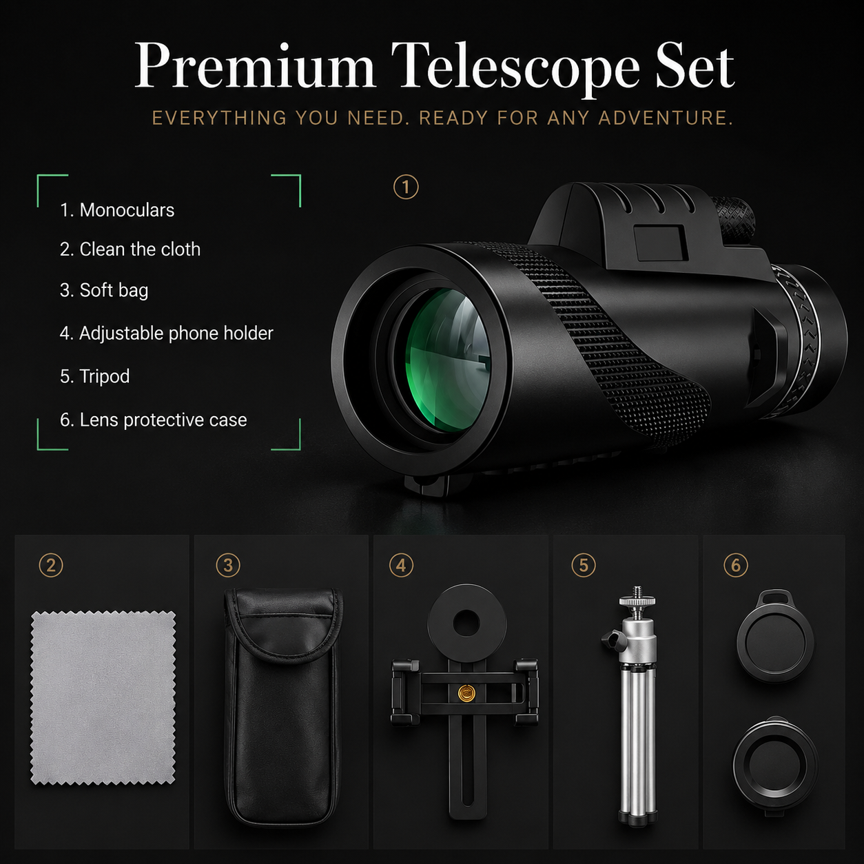 Premium Monocular Telescope HD Zoom Portable Folding Long Range Viewing Smartphone Compatible Compact Travel Scope Outdoor Observation Device