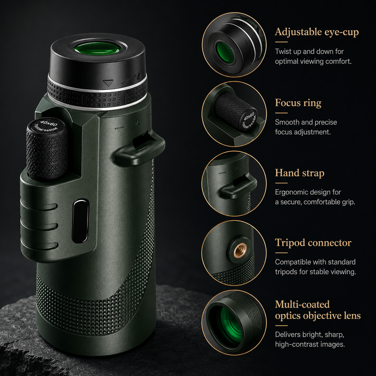 Premium Monocular Telescope HD Zoom Portable Folding Long Range Viewing Smartphone Compatible Compact Travel Scope Outdoor Observation Device
